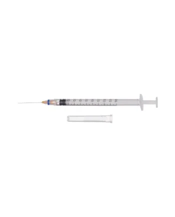 Clickzip Safety Syringe 1ml Fixed Retractable Needle & Syringe Orange 25g x 25mm