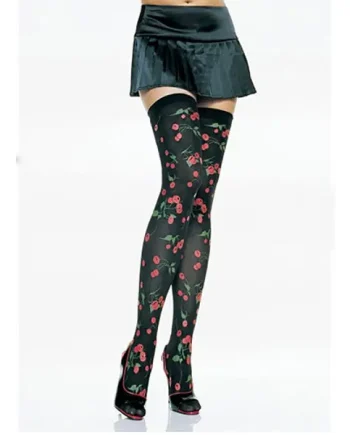 Leg Avenue Cherry Print Opaque Hold Ups 6282