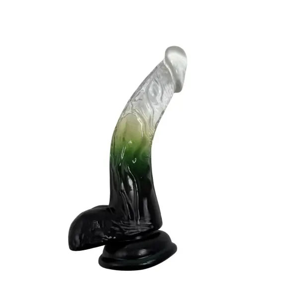 Luxury Curved Transparent Dildo With Green Color Accent