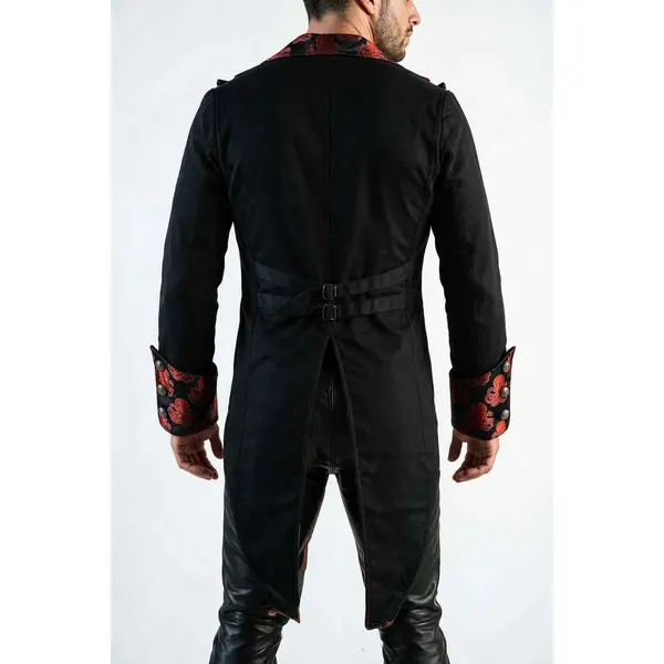 Mens Cotton Tailcoat Wedding Red Steampunk Vintage Jacket Dress Coat STPGR