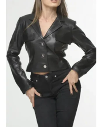 Leather Cropped Blazer Top