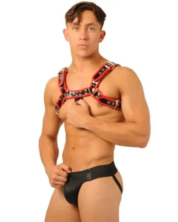 Fist Leather Harness + Jock • Red