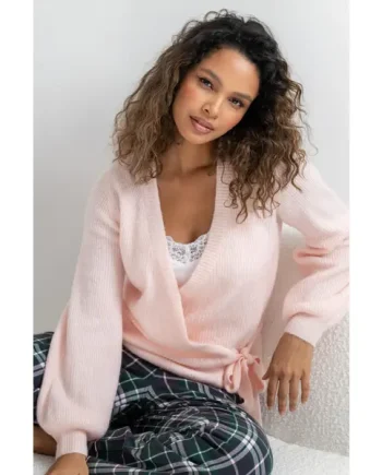The Cosy Knit Wrap Cardigan - Pink