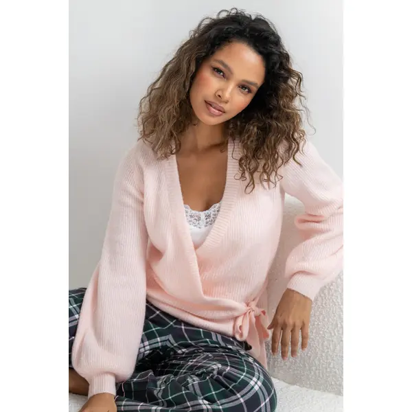 The Cosy Knit Wrap Cardigan - Pink