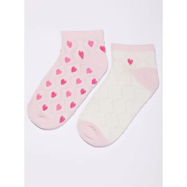 2 pack heart textured trainer socks