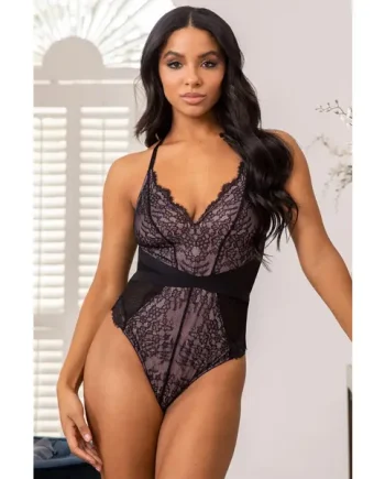 Dark Romance Plunge Non Wired Body - Black/Pink
