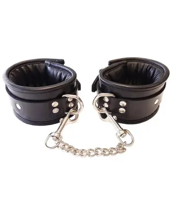 Black Leather Padded Wrist Cuffs (Rouge Garments)