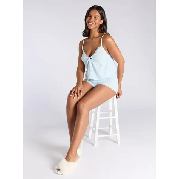 Lace trim cotton short pyjama set