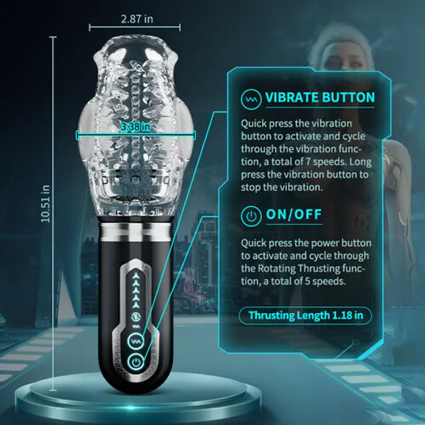 Automatic Blowjob Simulator 7 Vibrating 5 Rotating Thrusting Oral Sex Machine