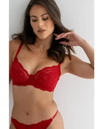 Fleur Non-Padded Underwired Balconette Bra - Red