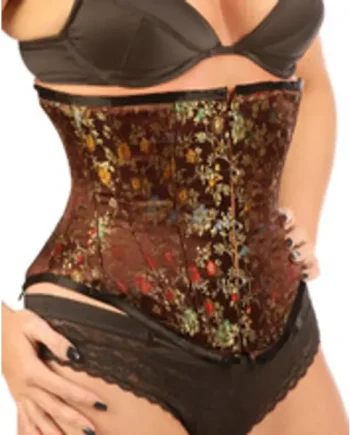 Brown Steel Boned Silk Corset