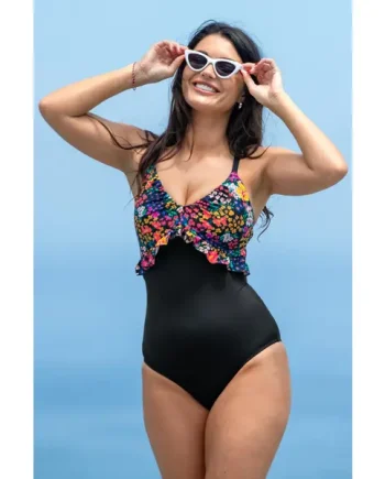 Frill Ditsy Tummy Control Swimsuit - Ditsy