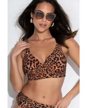 Free Spirit Twist Front Non-Wired Bikini Top - Leopard
