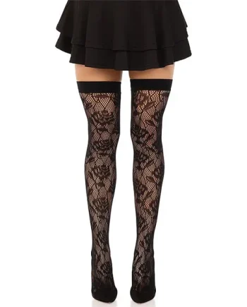 Leg Avenue Wild Rose Net Thigh Highs
