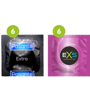 12 Mixed Condoms - 6 x Pasante Extra Safe + 6 x EXS Extra Safe