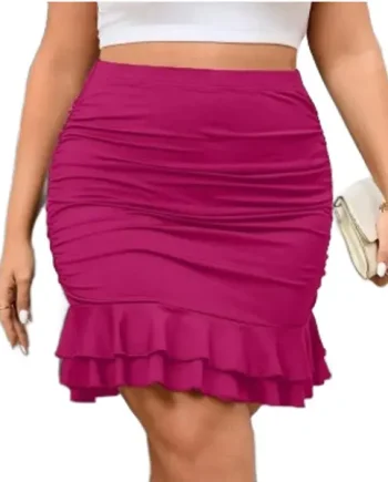 Pleated Ruffle Hem Skirt