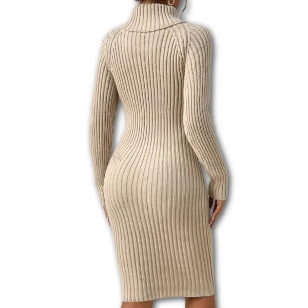 Turtleneck Raglan Sleeve Twist Front Jumper Dress