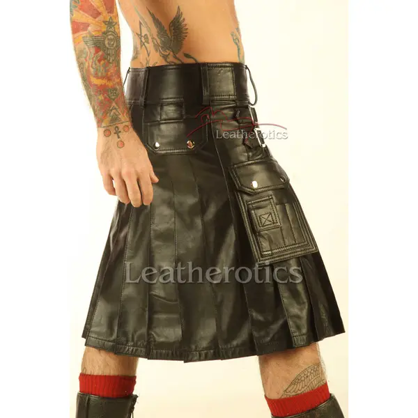 Soft Supple Leather Made Kilt Pleated KILT1