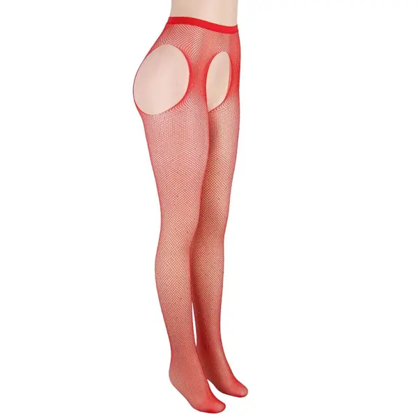 YesX YX852 Sparkly Fishnet Red