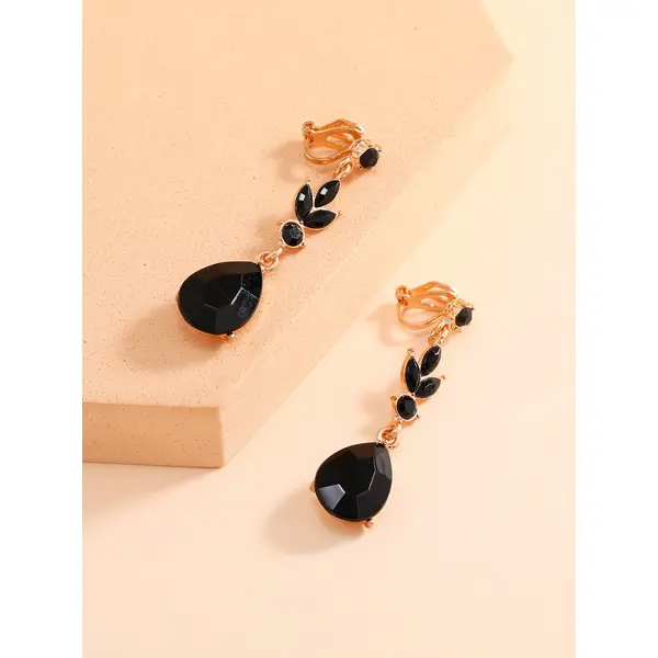 Rhinestone Decor Clip On Earrings