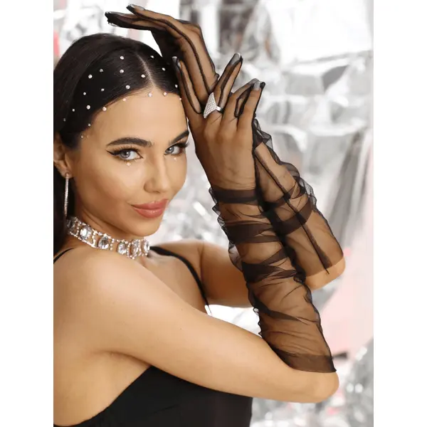 Mesh Sheer Design Gloves