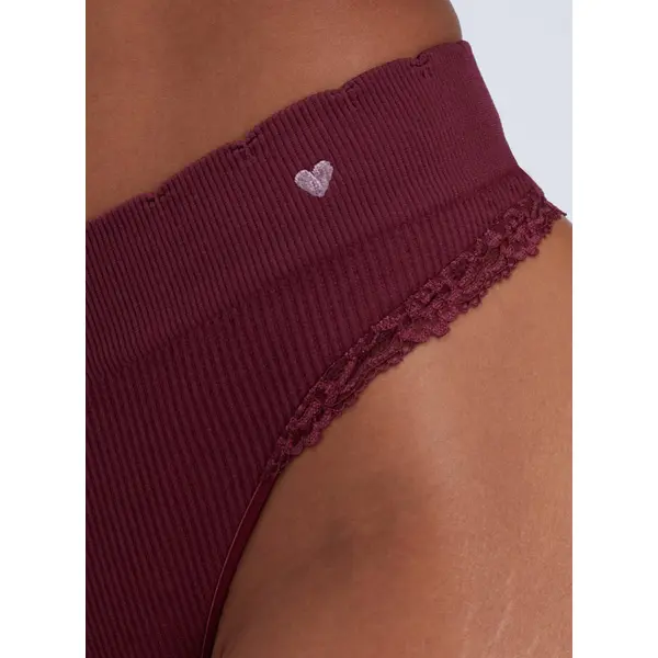 Ribbed seamless high leg thong
