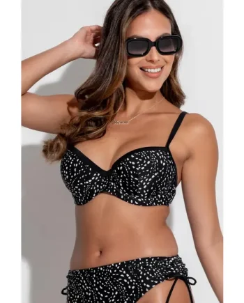 Rhodes Underwired Padded Bikini Top - Black/White