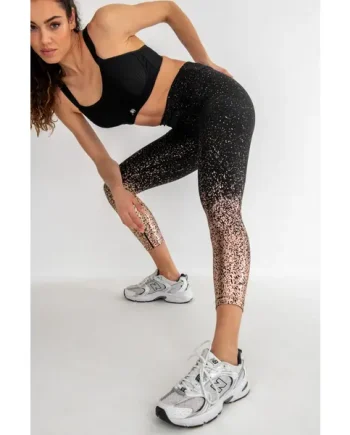 Energy 7/8 Metallic Print Legging - Black/Rose Gold