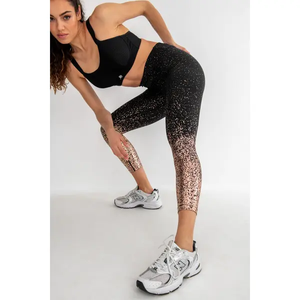 Energy 7/8 Metallic Print Legging - Black/Rose Gold