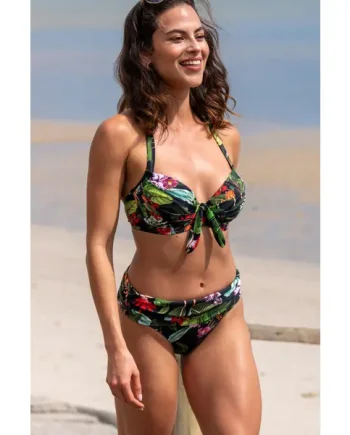 Palermo Fold Over Bikini Brief - Black Tropical