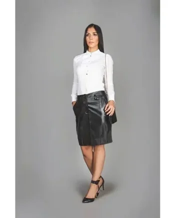 Women's Black Leather Skirt