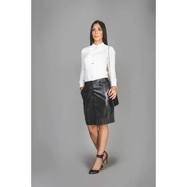 Women's Black Leather Skirt