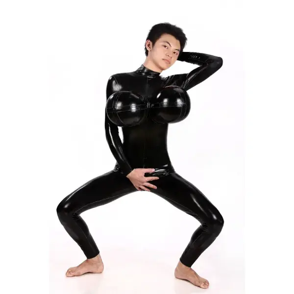 Latex Unisex Boobilicious Inflatable Boobs Catsuit