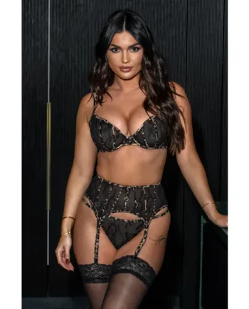 India Leopard Embroidered Suspender - Black/Leopard