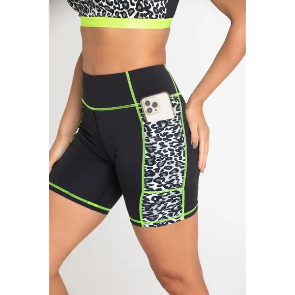 Energy Side Pocket Cycling Short - Leopard/Lime