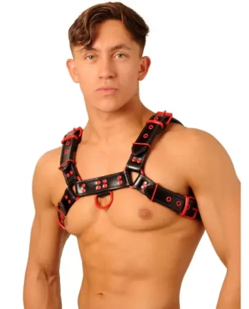 Fist Leather Chest Harness • Black - Red