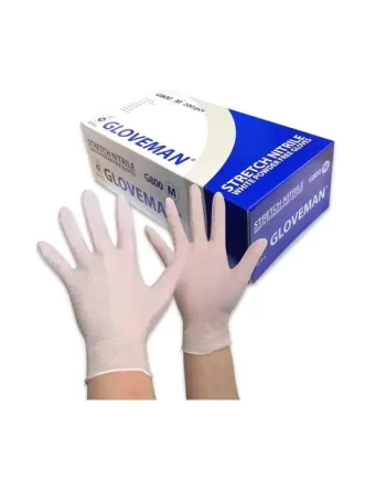 Box of 200 Gloveman White Stretch Nitrile Powder Free Gloves