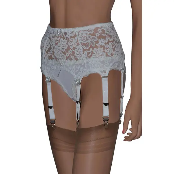 8 Strap Floral Lace Suspender Belt