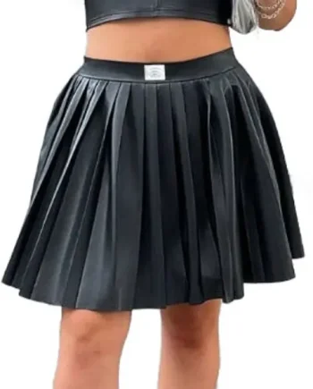 Wide Waistband Pleated Skirt