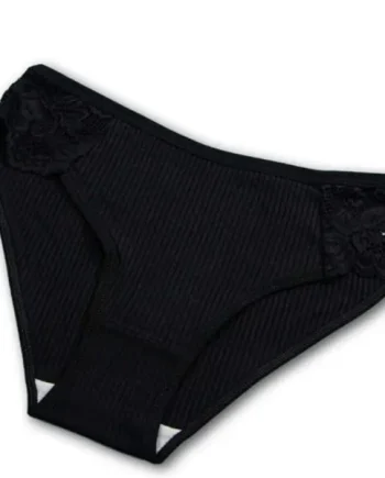 Four Pack Contrast Lace Ribbed Knit Brief