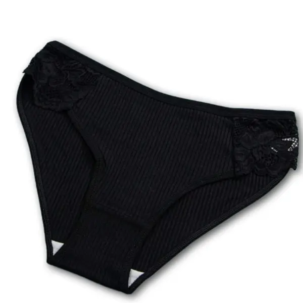 Four Pack Contrast Lace Ribbed Knit Brief