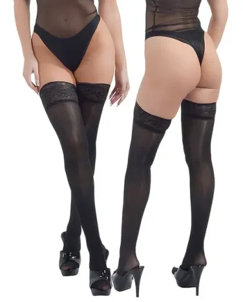 Pearl And Poseidon Clio Lace Top Glossy Sheer Hold Ups