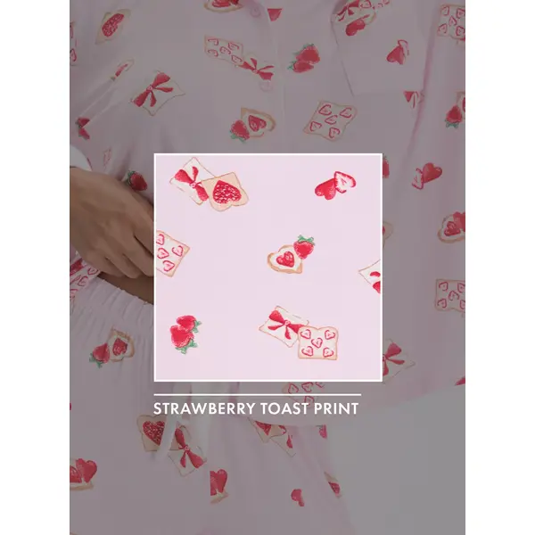 Strawberry toast modal long pyjama set