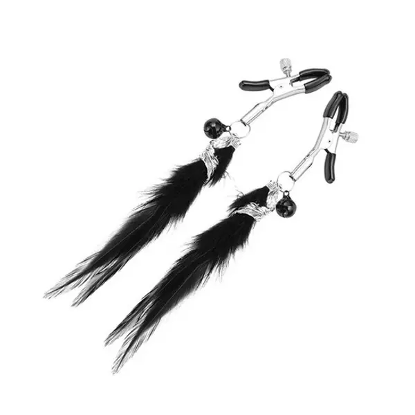 Nipple Clamps With Feathers Black