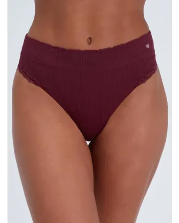 Ribbed seamless high leg thong