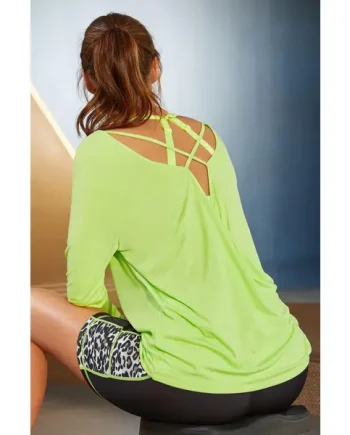 Cross Back Jersey Yoga Top - Lime
