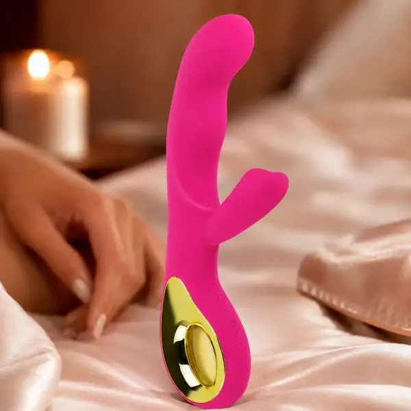 Rechargeable Dual-Stimulation Vibrator - 10 Speeds - Pink