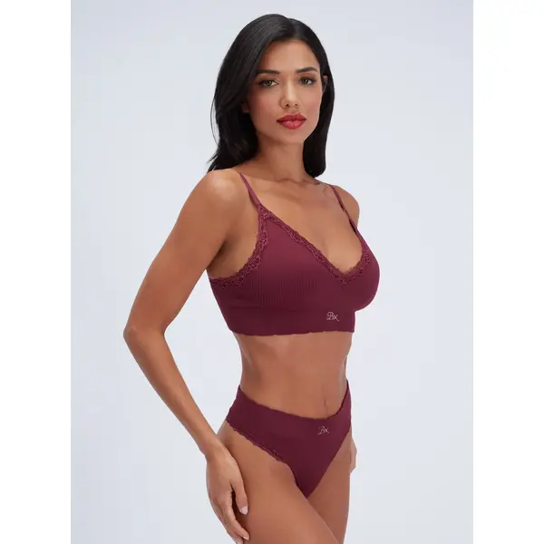 Ribbed seamless high leg thong