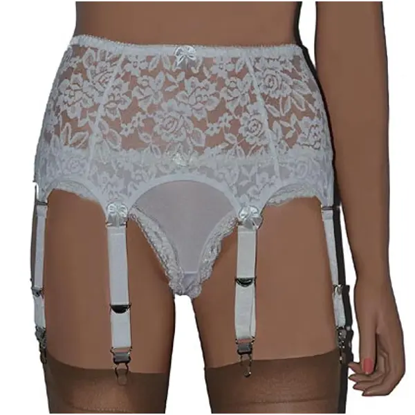 8 Strap Floral Lace Suspender Belt