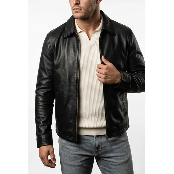 Men's Leather Jacket Goat Skin Top Soft Supple Plain
